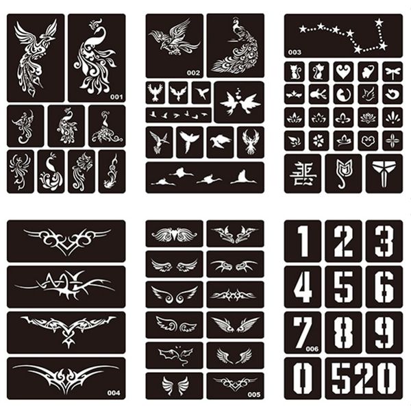 

1 sheet body art hollow reusable henna sticker stencils for tattoo painting template airbrush glitter tattoo stencil #275072