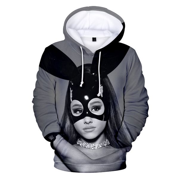 

ariana grande 3d hoodies women/men hip hop casual hoodie sweatshirt women fashion tumblr jacket coat spring fall tracksuit, Black