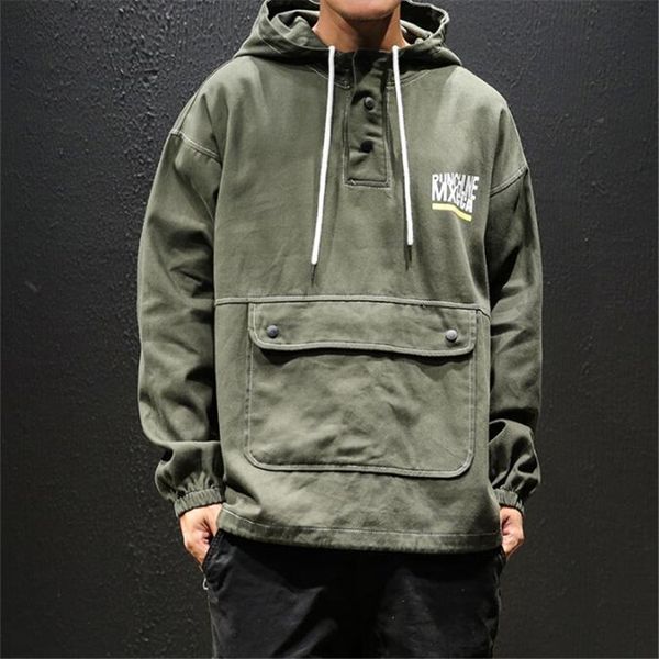 

новые свободные мужские куртки плюс размер мода 2019 пуловер повседневная куртка мужчины с длинным рукавом передний карман ветровка пальто m, Black;brown