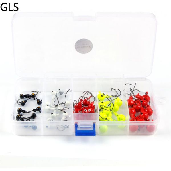 

fishing hooks 45pcs50pcs100pcs/box multicolor lead head jigs for hard bait lures pesca supplies set latest useful