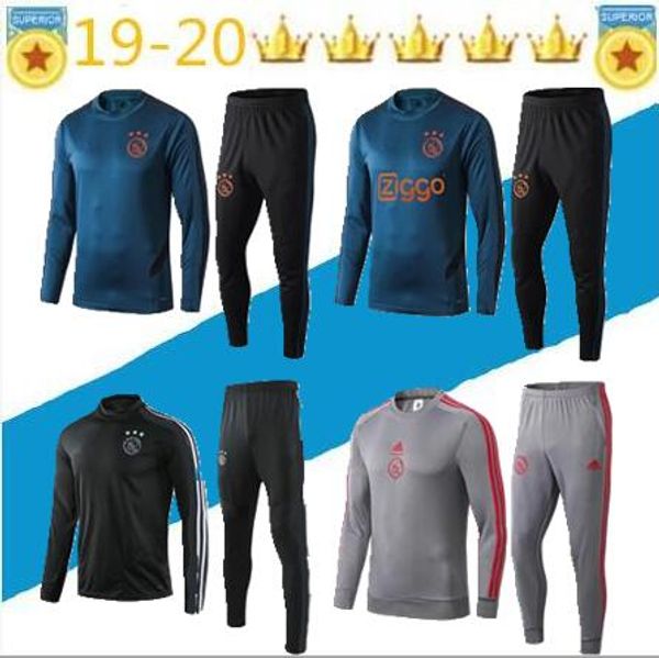 

2019 20 ajax football tracksuit ajax maillot de foot klaassen milik van basten soccer training size s-2xl, Black