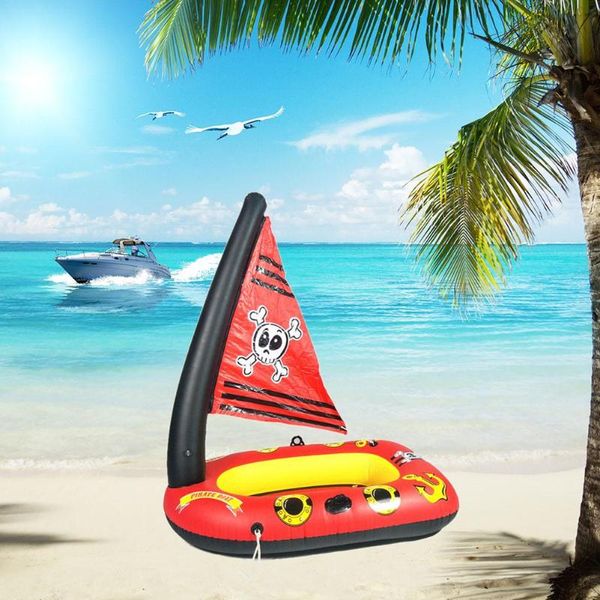 

giant inflatable pirate boat ship action ejector ride children's pool floating swimming ring air mattress water toys for kids