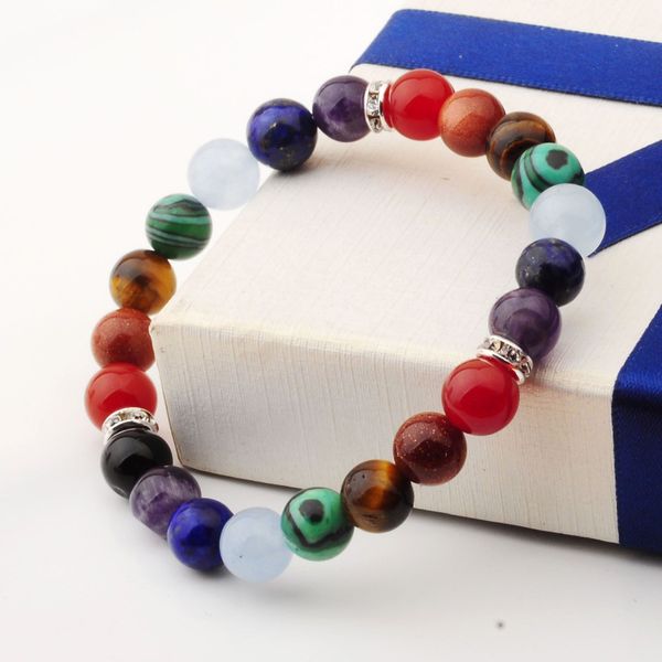 

4 section seven gemstone bracelet men and women novel fashion 2019 new bracelet, Black