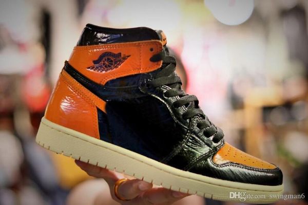 

аутентичный air high og 1 расколотого backboard 3,0 черного баскетбола обувь 1s оранжевых гофрированные ретро для мужчин спорт кроссовки 555