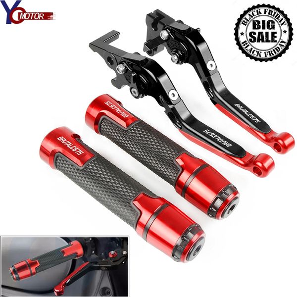 

for mv brutale 675 2014-2016 2015 motorcycle folding extendable brake clutch lever and 7/8"22mm handle grips brutale 675 handbar