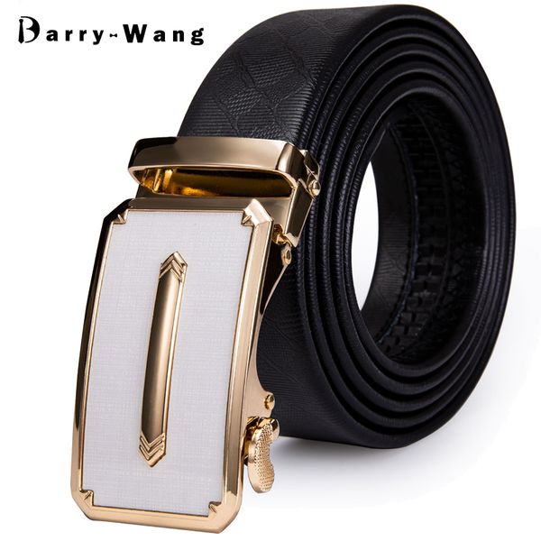 

men cowhide belt gold automatic buckle belt slide ratchet buckle black waist strap holeless for jeans barry.wang dk-2121, Black;brown