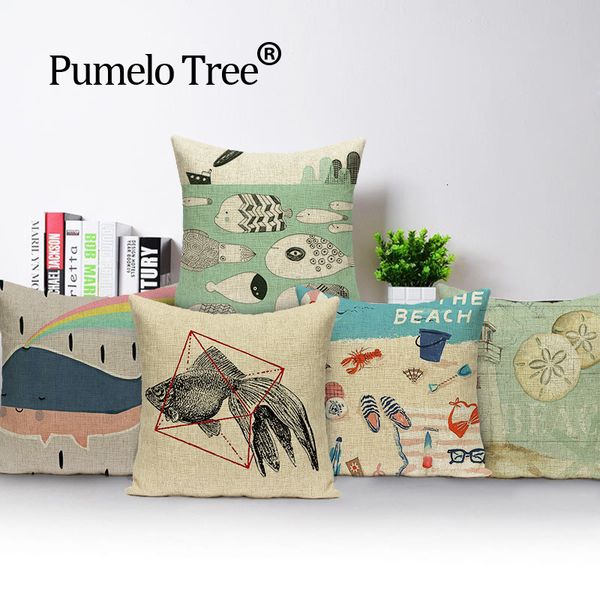 

ocean seastar cushion pillows dropshipping cushion cover turtles whales marine decoration cushions home decor pillow cover