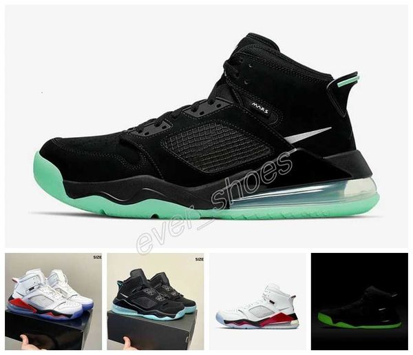 

new mens mars 27c basketball shoes designer men white sports sneakers white black green glow in the dark chaussures trainers 7-12