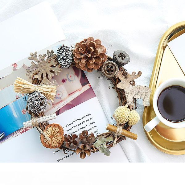 

1pc wooden wreath festive garland 12cm rattan rings diy door wall hanging ornaments christmas new year party home decor supplies