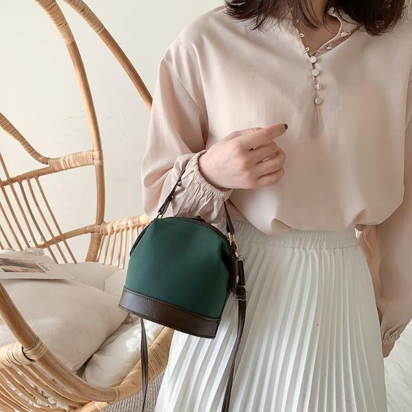 

fashion women shoulder messenger handbag hit color pu leather bucket crossbody bags for female ladies shopping decor