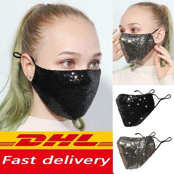 

fashion bling bling sequins protective mask pm2.5 dustproof mouth cover washable reuse face mask elastic earloop mouth mask dhl fast ship
