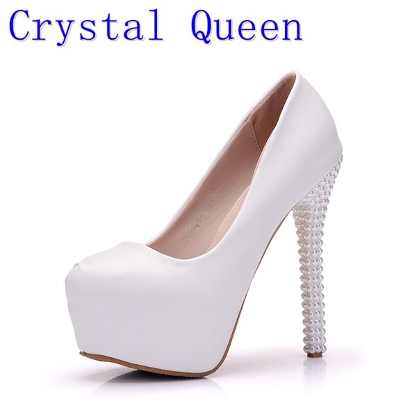 

хрустальная королева новая платформа жемчужное кружево белые свадебные туфли женщины насосы партия танец сексуальные высокие каблуки свадебн, Black