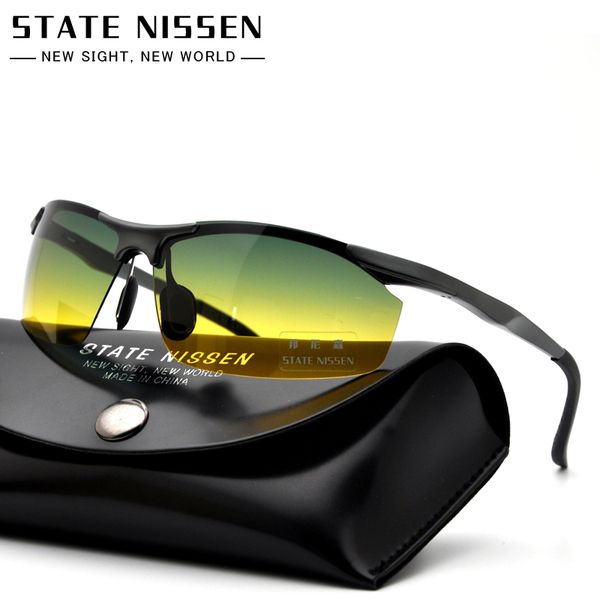 

state nissen outdoor riding sunglasses men reflective night vision anti-glare goggles uv400 car sunshade plarization sunglasses, White;black
