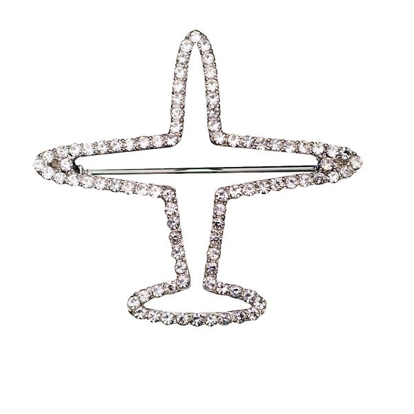 

crystal rhinestone hollow airplane brooch pins suit clothes clips lapel pin, Gray