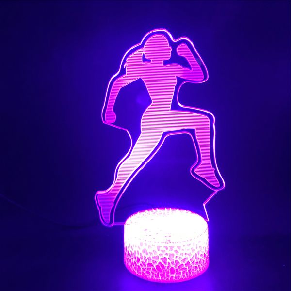 

3d lamp a girl is running sport the alarm clock base atmosphere gift for children touch sensor usb led night light lamp