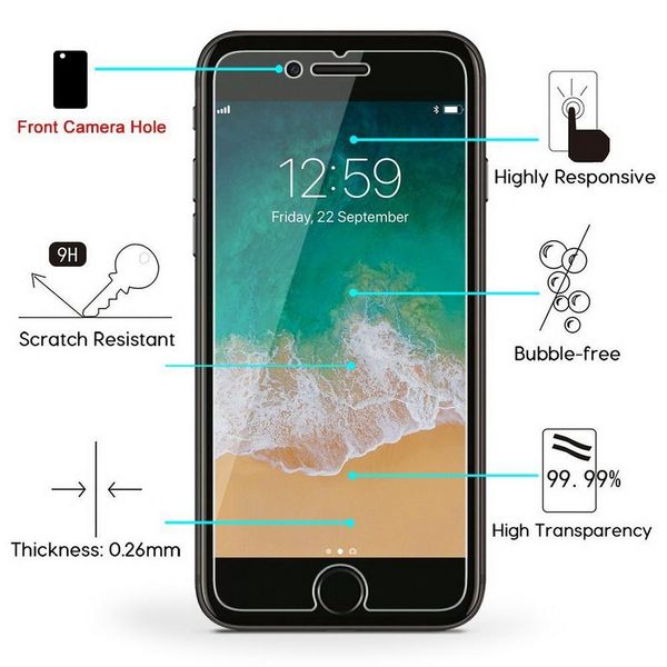 

2 5d tempered gla creen protector for iphone x 8 7 6 5 5 hd toughened protective film with packing dhl