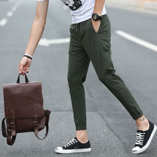 

men's shorts summer casual pants ankle banded elastic boxers, White;black