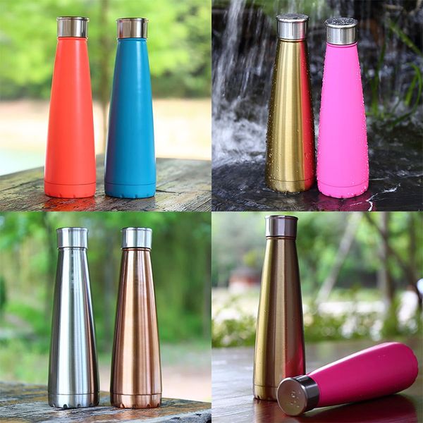 

400ml cola water bottles stainless steel vacuum insulation cup sports 304 bowling shape travel mugs portable cups 7 color fa2773
