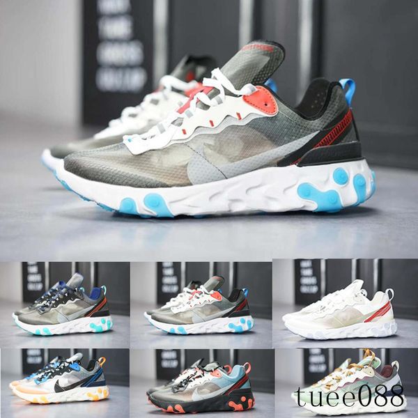 

undercover upcoming air react element 87 pack white sneakers brand men women trainer men women running shoes f-5cq, Black