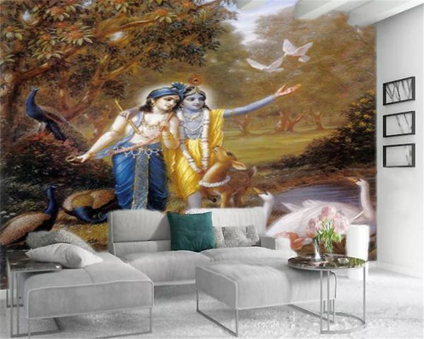 

3d обои павлин белый гусь романтическая пара красивая картина маслом indoor tv фона украшения стены mural обои