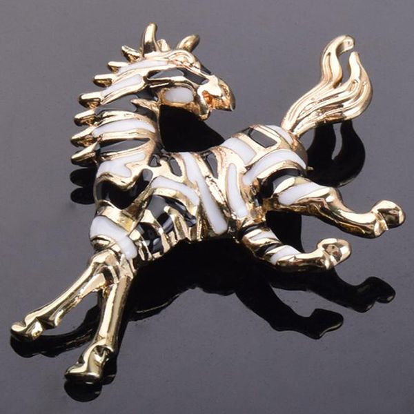 

wild zebra brooch alloy turning horse simple fashion clothing accessories creative lady hat pin exquisite brooch, Gray