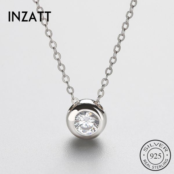 

inzatrendy 925 sterling silver crystal pendant necklace for women round bohe 2018 summer fashion jewelry wedding cute gift