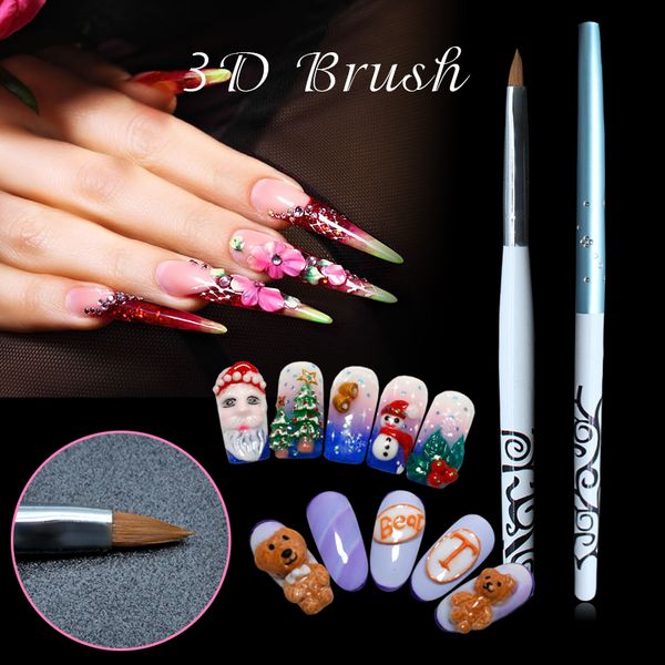 

1pc detachable 3d b nail art acrylic kolinsky sable brush 3d painting pen drawing brush, Yellow