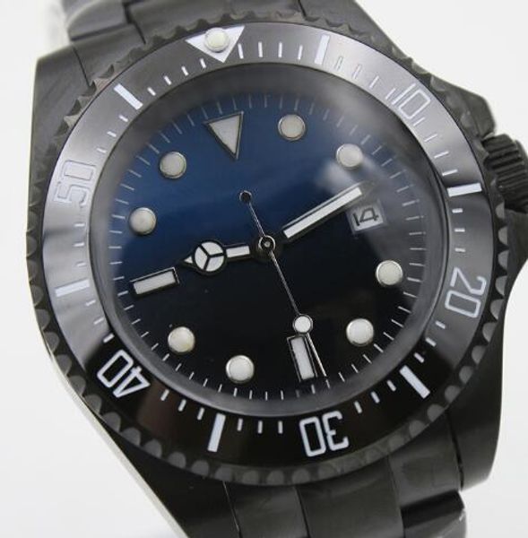 

44mm automatic black stainless steel new style bracelet date mens watches black blue dial bracklet watch sapphire dot hour markers, Slivery;brown