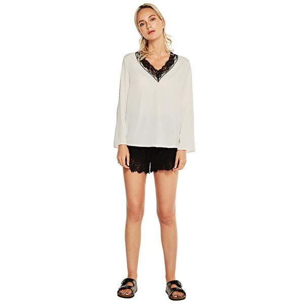 

fashion design women long sleeve new pattern chiffon lace shirt blouse classic foulard camiseta mujer camicia donna friends, White