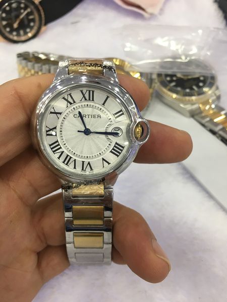 

men women blue balloon w69012z4 full stainless steel watch hour famous designer dress quartz dial casual silver analog clock, Slivery;brown