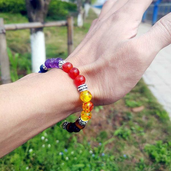 

7 chakra bracelet natural stone women men healing balance yoga bracelets couples jewelry, Black