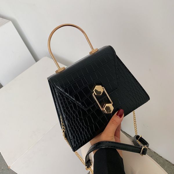 

alligator pattern pu leather crossbody bags for women 2019 small totes with metal handle lady shoulder messenger bag handbags