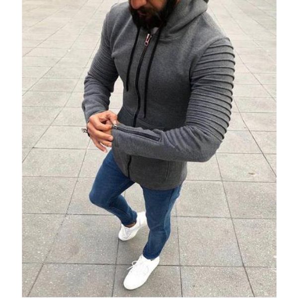 

мужские дизайнерские толстовки solid color tops для мужчин zipper одежда с cap mens кардиган вскользь свитера пальто высокого качества, Black