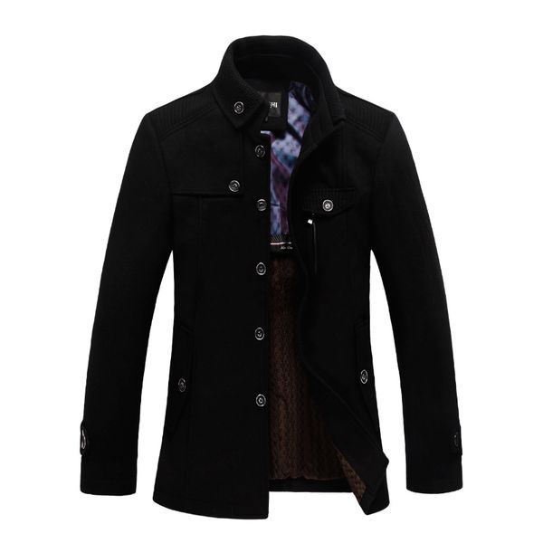 

new winter wool coat slim fit jackets mens casual warm outerwear jacket and coat men pea size m-4xl, Black