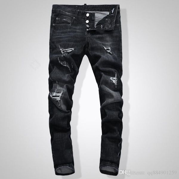 

2020 men's distressed ripped skinny jeans fashion designer jeans for men slim causal mens denim pants hip hop mens designer sweatpants, Blue