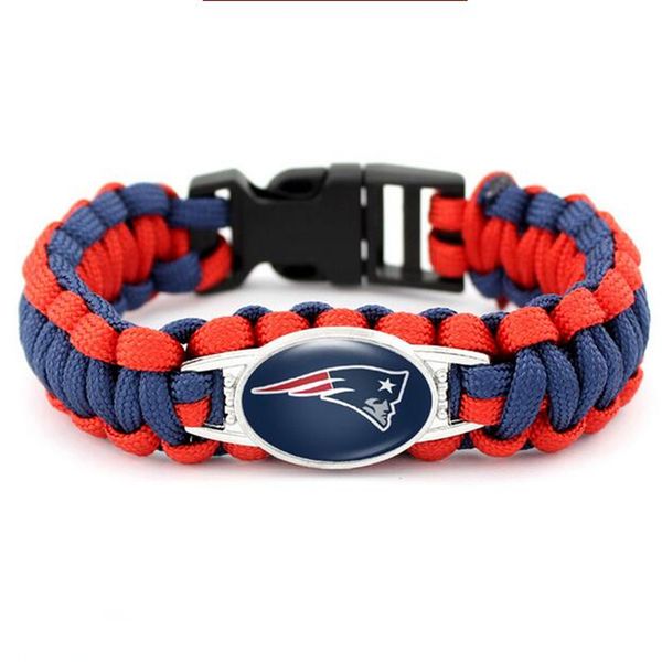 

football sports team new england city charm paracord survival bracelets & bangles friendship outdoor camping sports jewelry, Golden;silver