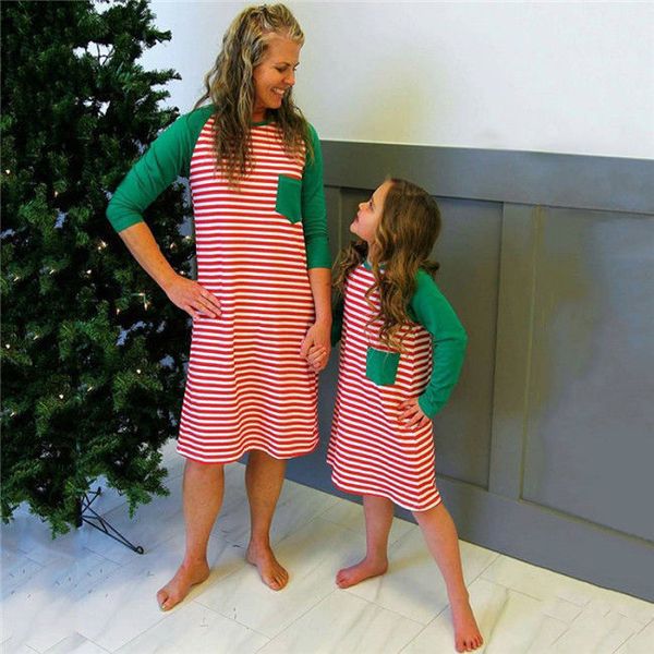 

2019 europe and the united states new christmas long sleeve striped dress christmas shirt costume women, Silver