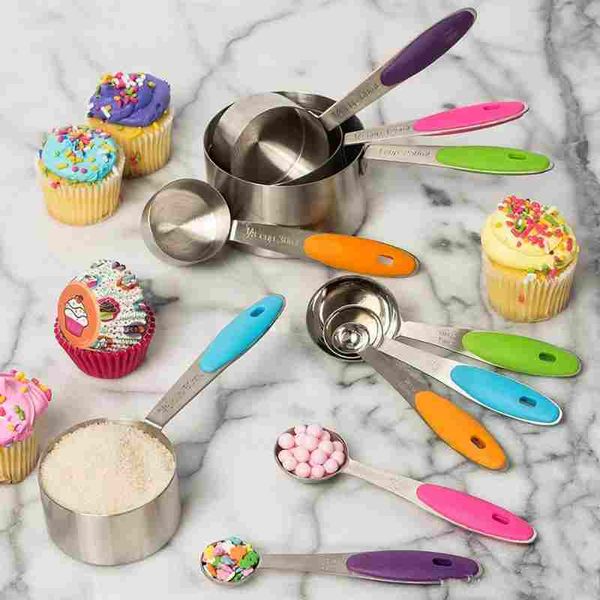 

10pc/set stainless steel measuring spoon scale kitchen silicone measuring cups and spoons set for baking sugar coffee measuring tools