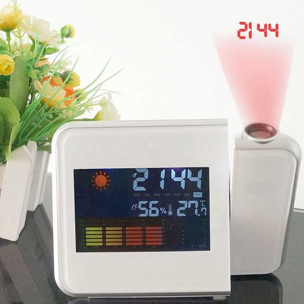 

projection alarm clock with weather forecast thermometer hygrometer date led digital table clocks smart home automation fashion