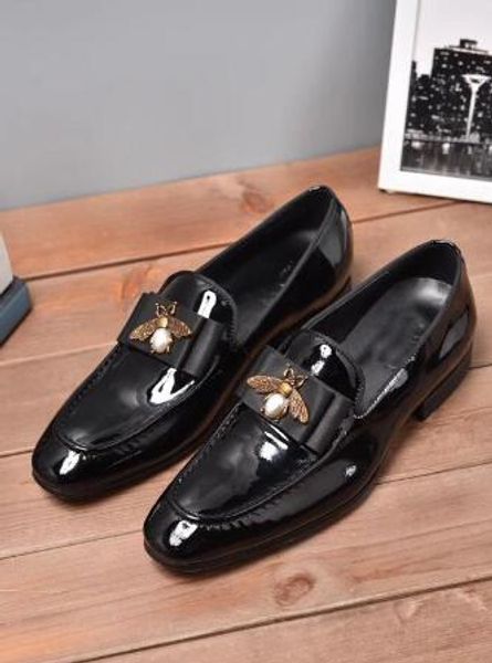 

oriignal box] black leather mens dress designer office business oxford shoes animal pattarn slip-on breathable wedding shoes