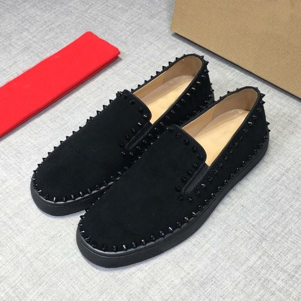

original designer mens shoes low to help pointed red bottom female designer men and women party casual shoes size 35-46, Black