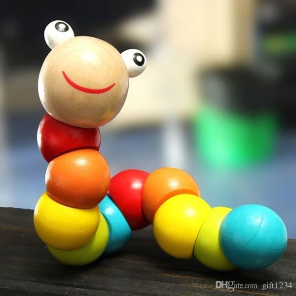 

bravo h cute funny insert puzzle educational wooden toys baby children fingers flexible training science twisting worm toy t562
