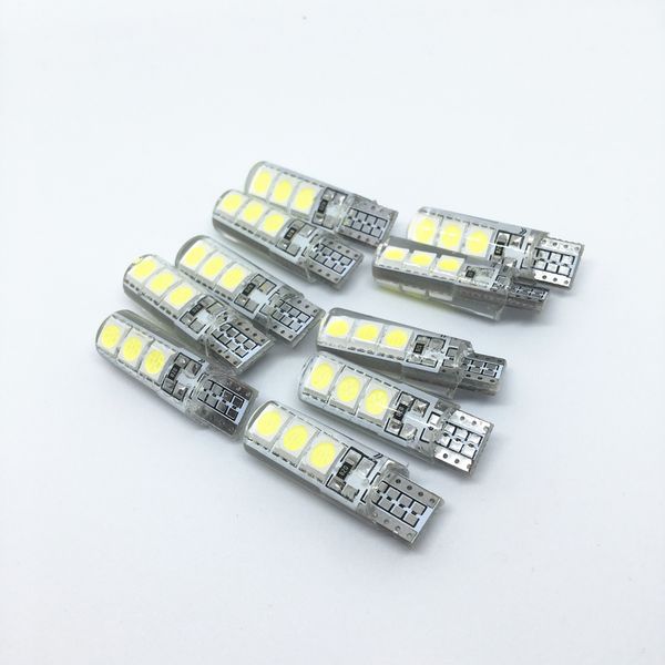 

10pcs t10 w5w 6 smd led silicone shell car reading dome lamp silica gel waterproof wedge light 194 2825 wy5w auto parking bulb