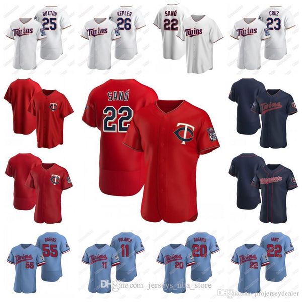 

2020 60th season jersey miguel sano nelson cruz max kepler byron buxton sergio romo eddie rosario jorge polanco mitch garver 02, Blue;black