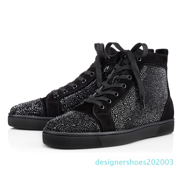 

2020 new mens red bottoms designer spike suede leather men women flat fashion luxury casual shoes party lovers sneakers 36-47 03d, Black