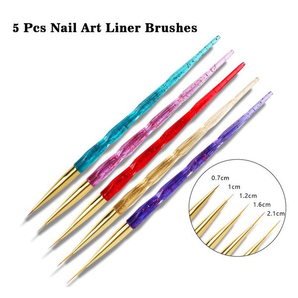 

nail brushes 5 pcs pens art liner striping dotting painting pen set, Yellow