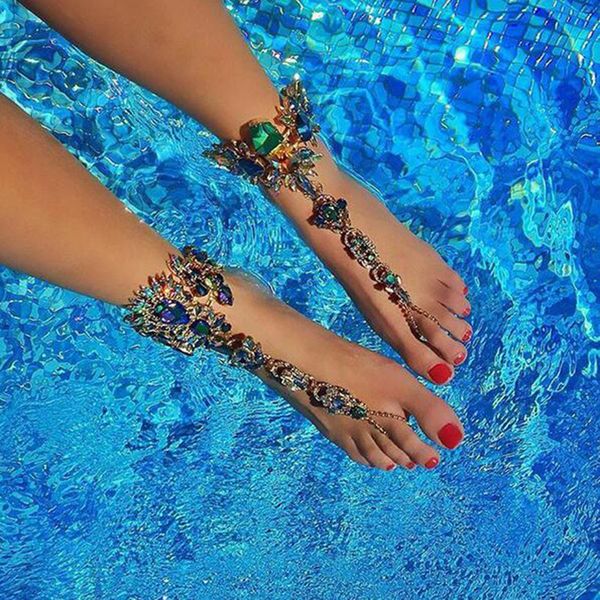 

hip hop flower fashion sand beach anklets anklet chain women 2020 fashion exaggerate jewelry, Red;blue