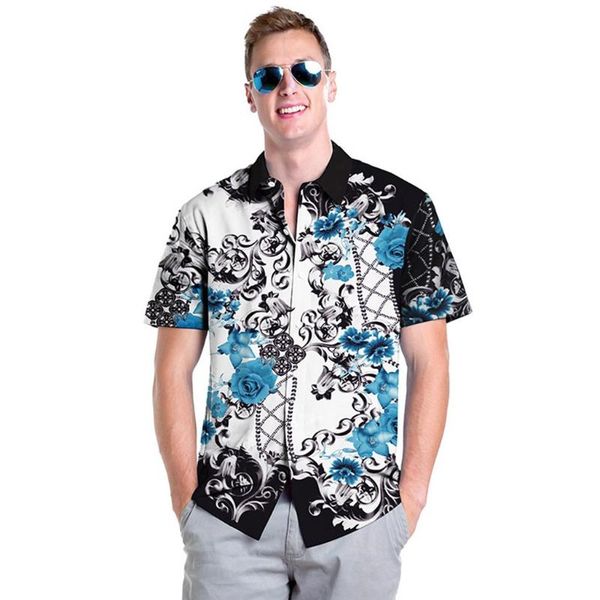 

мужская лето печати отложной воротник slim fit с коротким рукавом рубашки верхней части кофточки с коротким рукавом стильная формальное casu, White;black