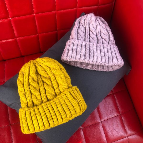 

caps beanies women winter hat candy colors twist pattern beanie thick bonnet soft knitted beanies cotton warm hats girl akrcw, White;black