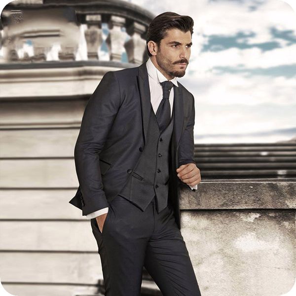 

men suits dark gray wedding suits bridegroom custom made slim fit formal costume marriage homme groom wear prom tuxedos blazer jacket man, Black;gray